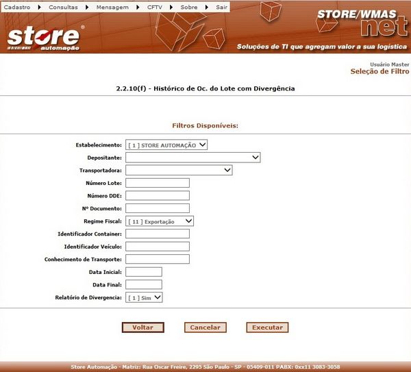 2.2.10(F) - HISTÓRICO DE OC. DO LOTE COM DIVERGÊNCIA